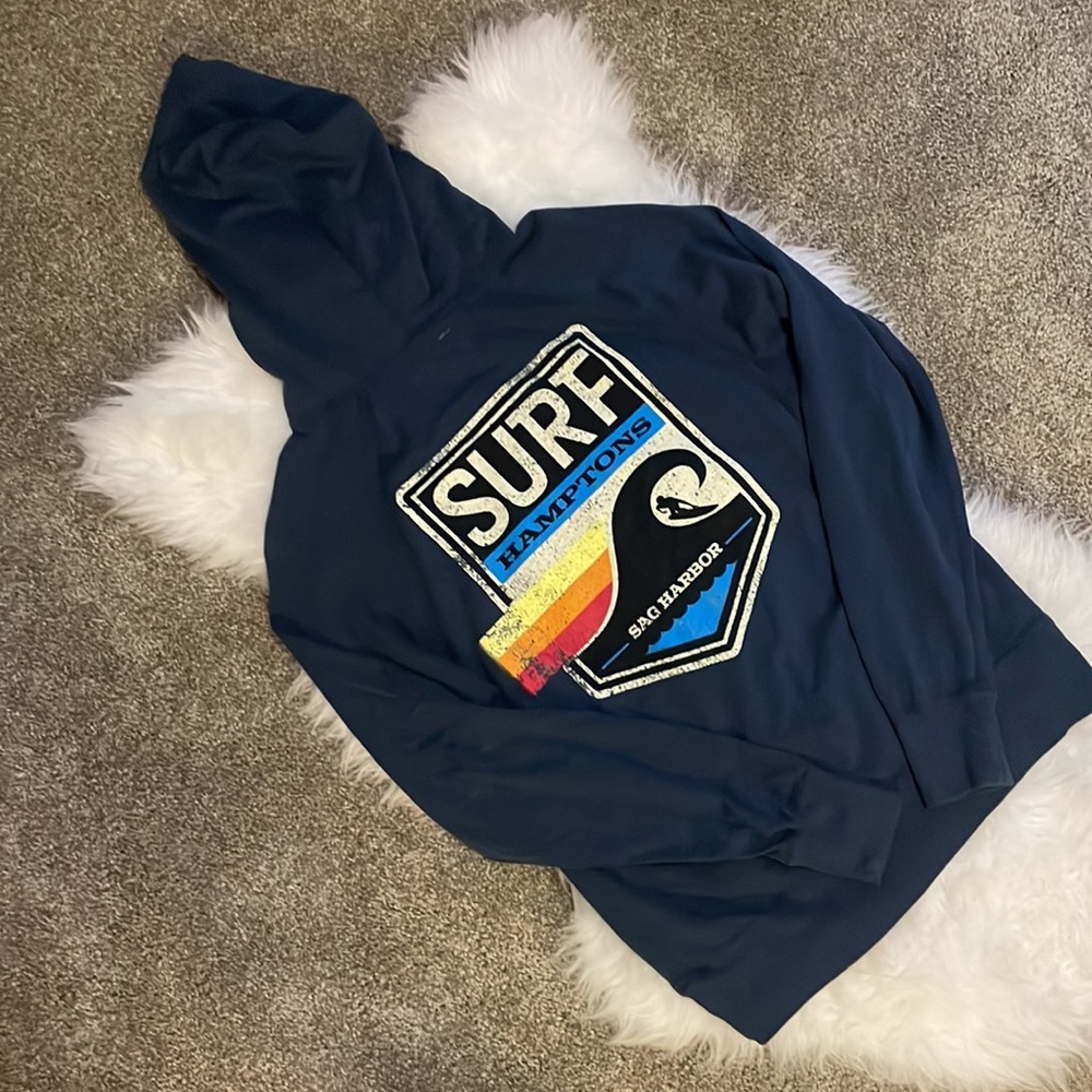 Dark Blue Sag Harbor Surf Hamptons travel hoodie. Womens size Medium.